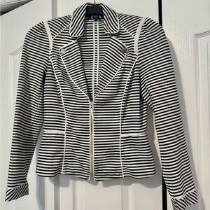 White House Black Market Black and White Striped Blazer
